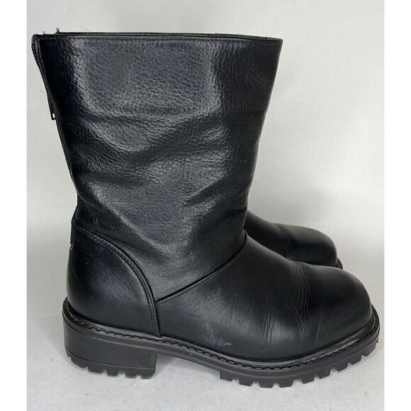 Ll Bean Ankle Boots Women Size 7.5W Black Leather Back Zipper - Picture 3 of 13